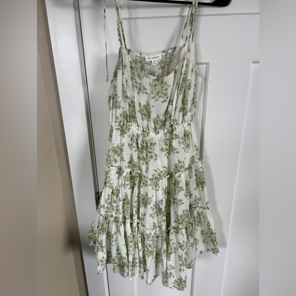 Blu Pepper cream dress with green floral